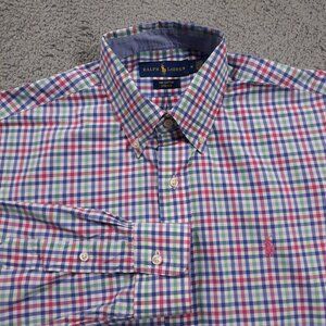 Ralph Lauren Button Down Shirt Mens Medium Cotton Stretch Multicolor Preppy